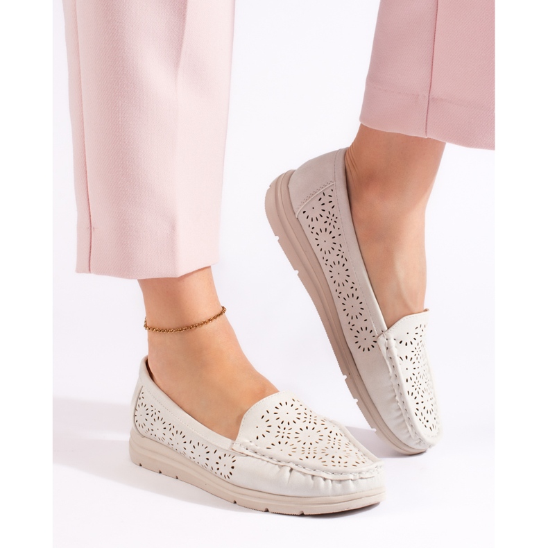 Women's white openwork moccasins 2