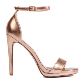 Gold sandals with a high heel golden 1