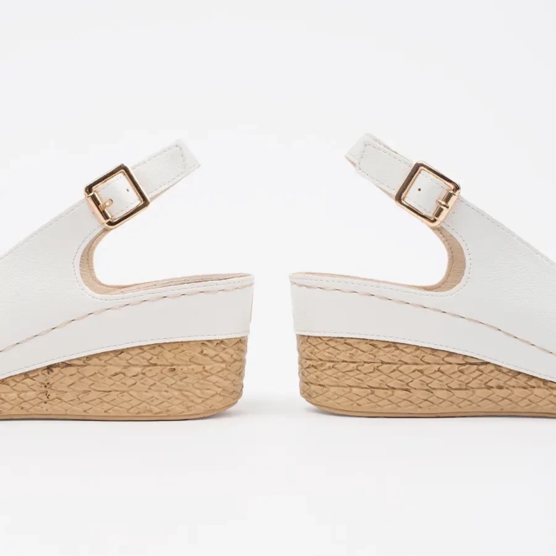 White espadrille low wedge sandals 1