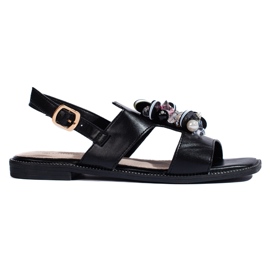 Black women's sandals with decoration 1 Black women's sandals with decoration 1