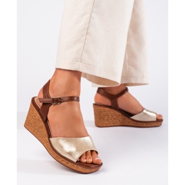 Women's gold wedge sandals by Sergio Leone golden 2 Women's gold wedge sandals by Sergio Leone golden 2