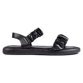 Black comfortable women's slip-on sandals 1
