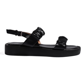 Black platform slip-on sandals 1