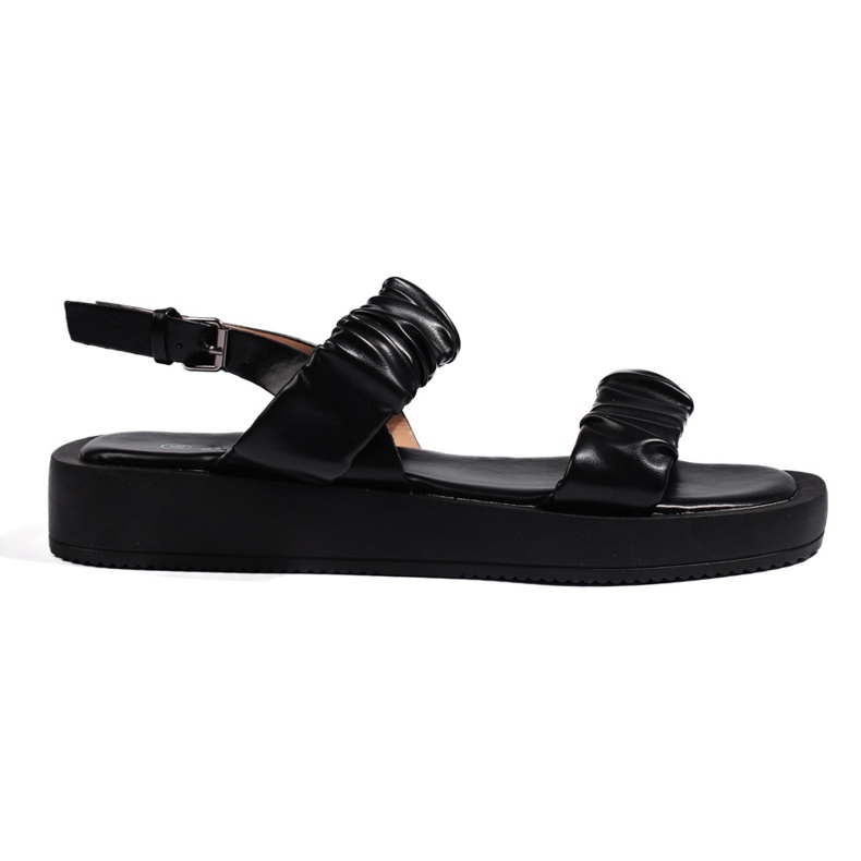 Black platform slip-on sandals 1