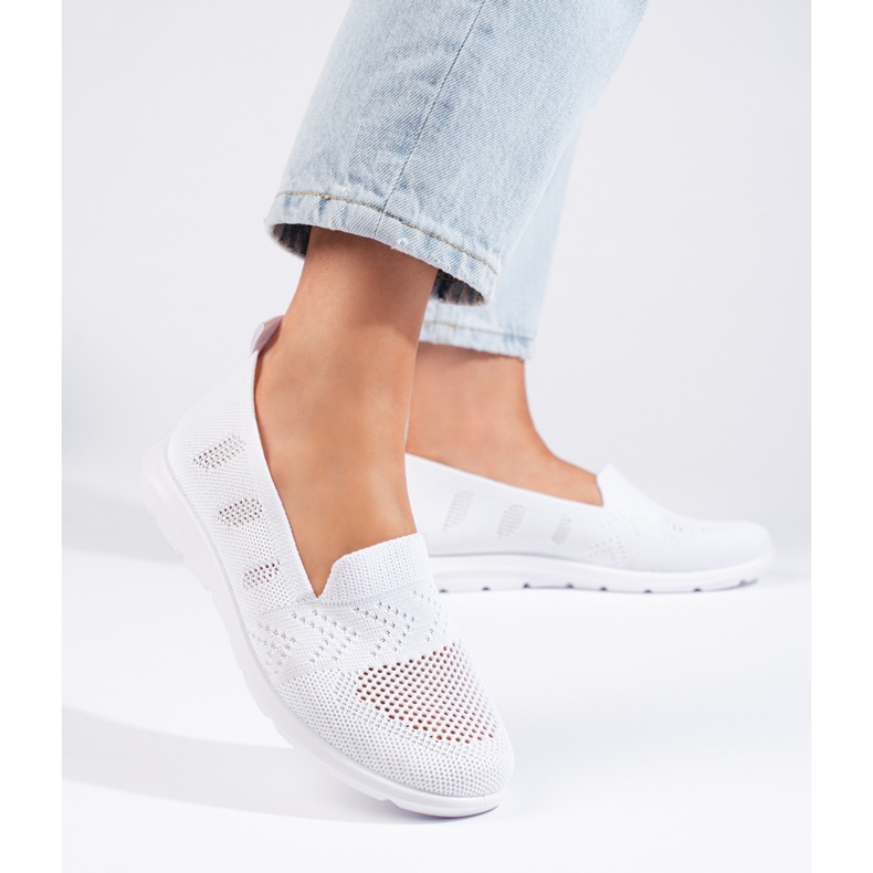 Women's white textile slip-on 2