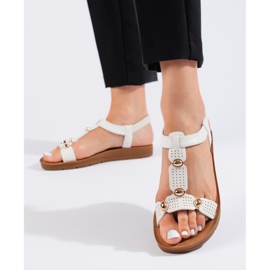 White women's sandals with decorations 2