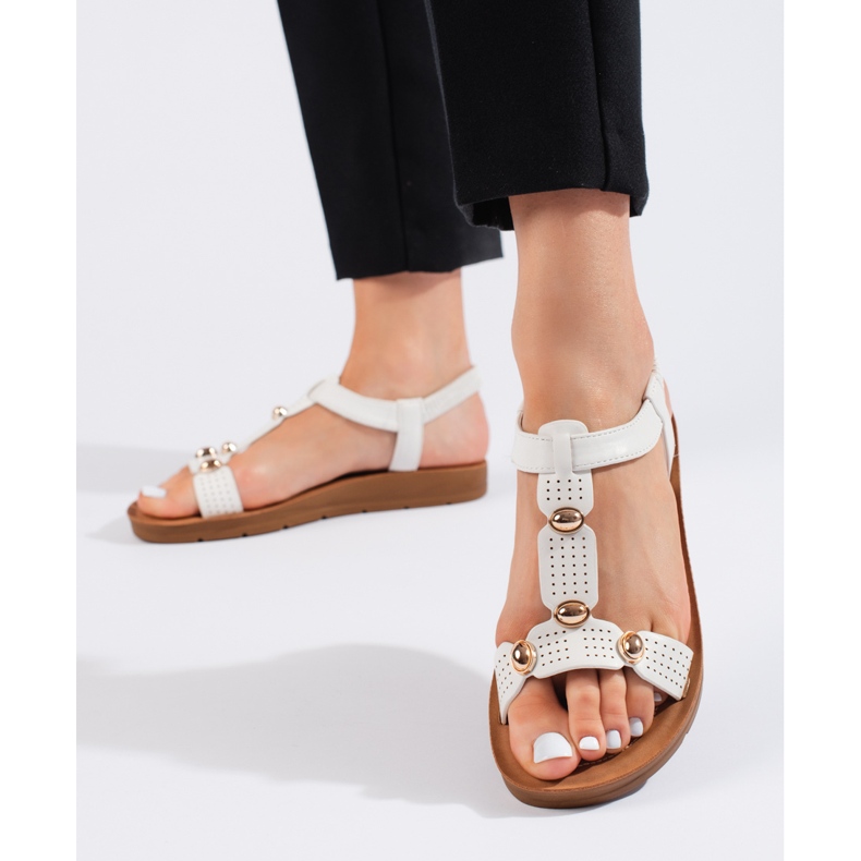 White women's sandals with decorations 2 White women's sandals with decorations 2