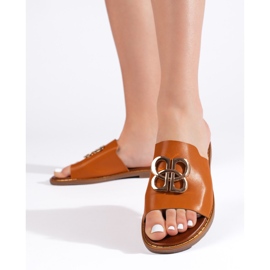 Brown women's flip-flops with decoration orange 2 Brown women's flip-flops with decoration orange 2