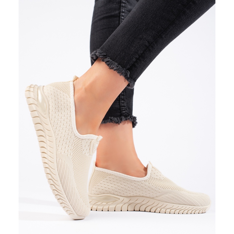 Beige textile women's sneakers 2