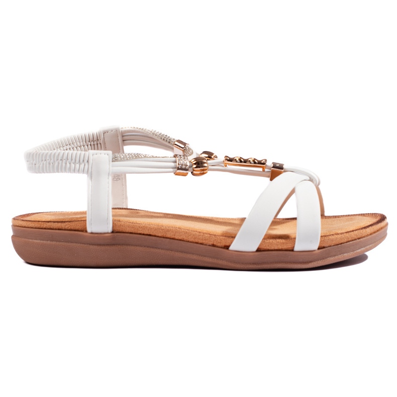 White sandals with decorative elements 1