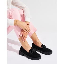 Black women's loafers with decorative chain 2