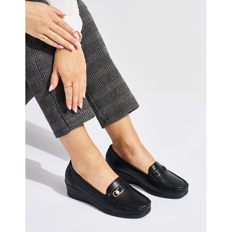 Black women's loafers with buckle 1 Black women's loafers with buckle 1