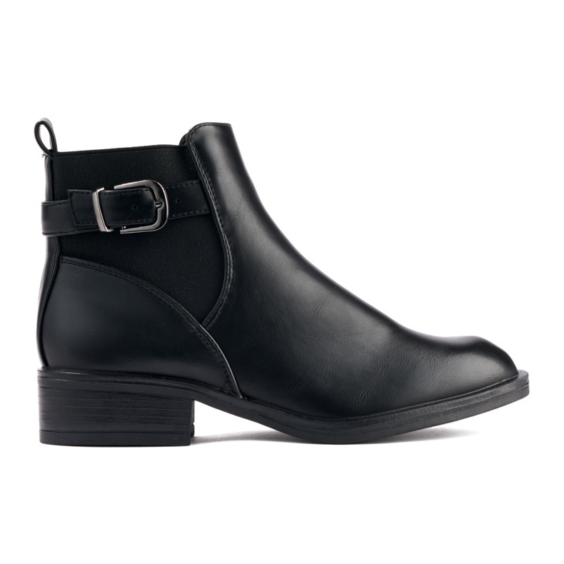 Black classic flat ankle boots for women 1