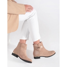 Beige women's ankle boots with gold elements 2