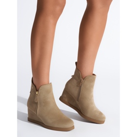 Beige women's wedge ankle boots 1