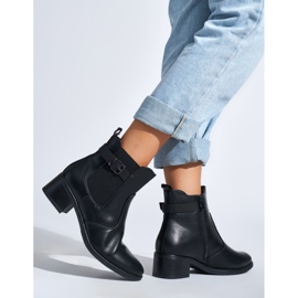 Black women's ankle boots with a low heel 1
