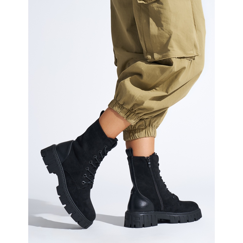 Black lace-up women's workers 1