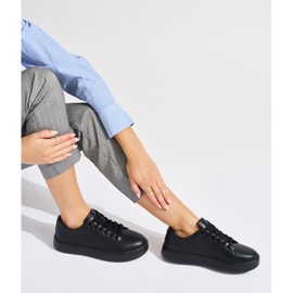 Sergio Leone Black leather tied sports sneakers women's SP014 1