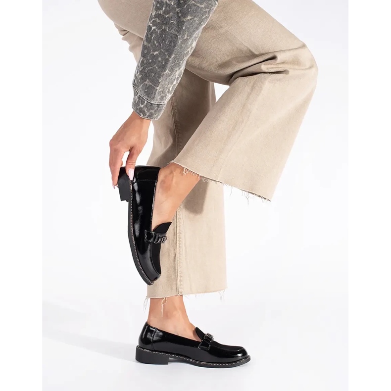 Black elegant women's loafers 1