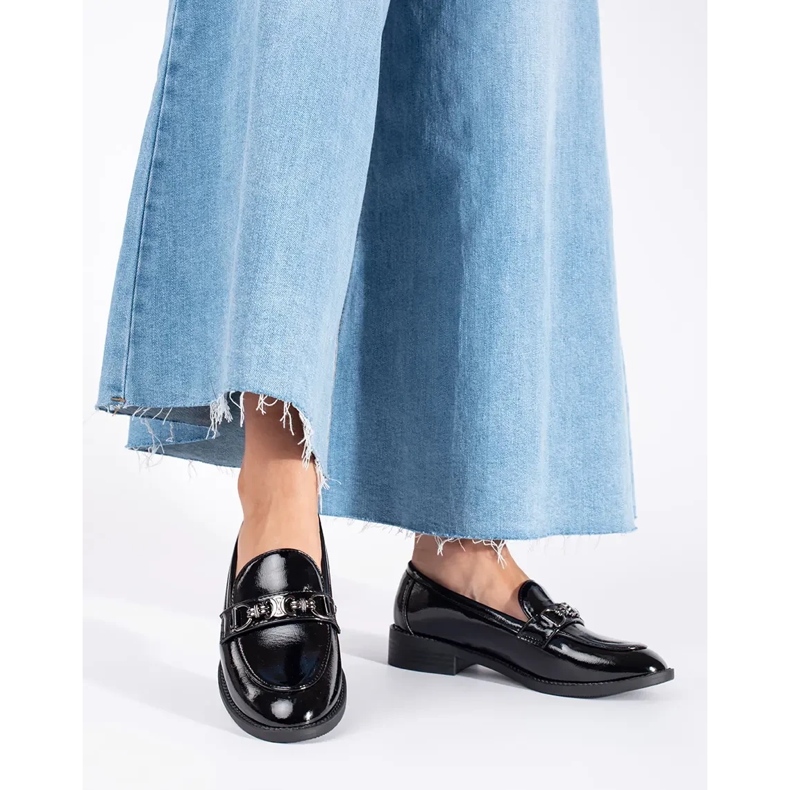Goodin Lacquered black women's loafers 2