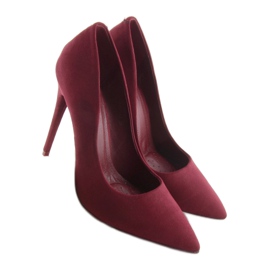 Pumps on a stiletto heel suede burgundy 5101 W. Red multicolored 2