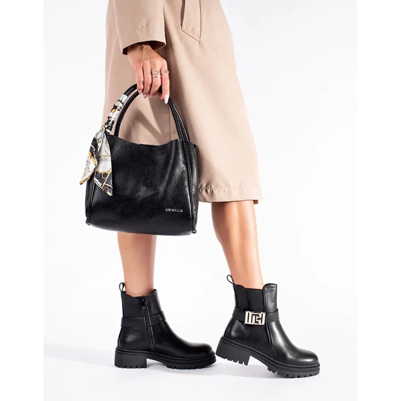 Seastar Black classic ankle boots with a decorative strap 1