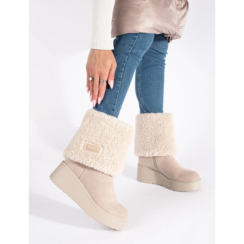 Seastar Beige insulated women's wedge ankle boots 1 Seastar Beige insulated women's wedge ankle boots 1