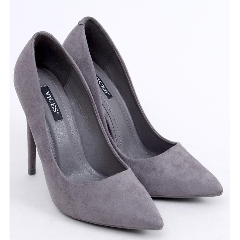 Pumps on a gray suede 5101 Gray stiletto heel grey 1