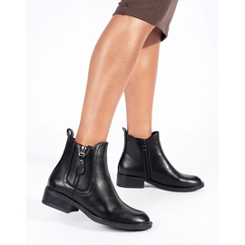 Black women's Chelsea boots with a decorative zipper 2