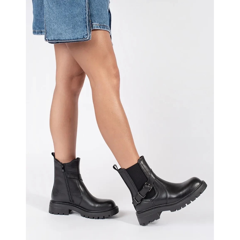 Women's black leather Chelsea boots on the Sergio Leone platform 2 Women's black leather Chelsea boots on the Sergio Leone platform 2