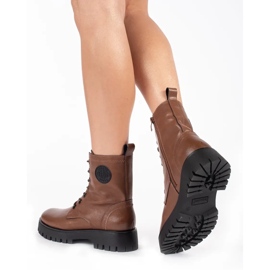 Women's brown lace-up leather ankle boots on the Sergio Leone platform 2 Women's brown lace-up leather ankle boots on the Sergio Leone platform 2