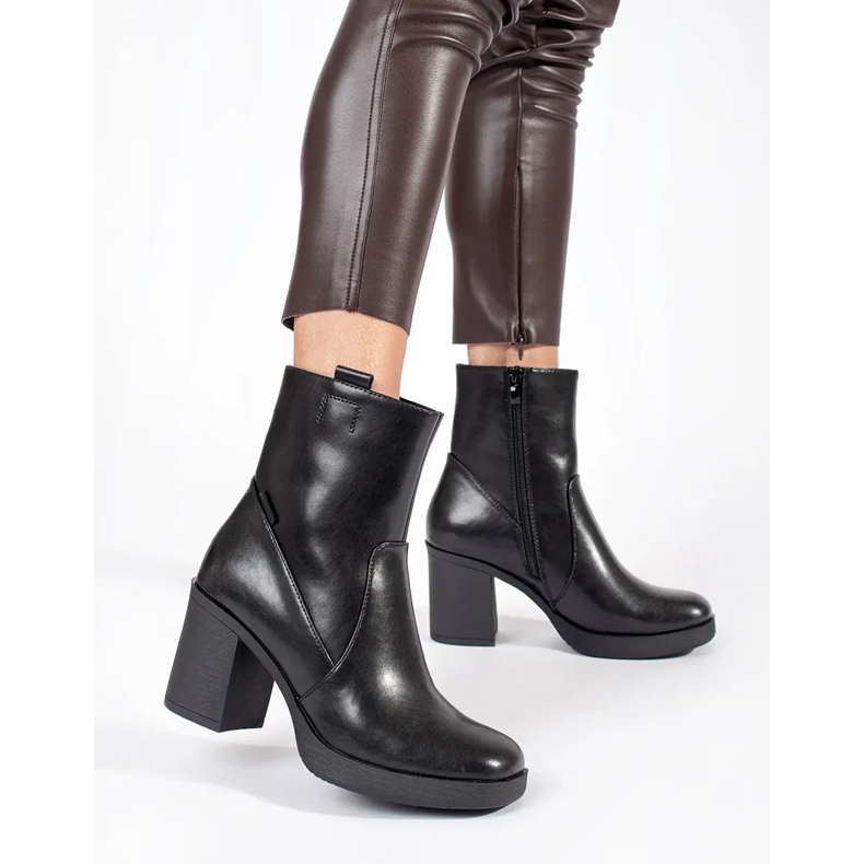 Black leather high-heeled ankle boots by Sergio Leone 1 Black leather high-heeled ankle boots by Sergio Leone 1