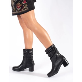 Black leather women's wrinkled ankle boots by Sergio Leone 1