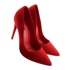 Pumps on a red suede stiletto heel 2