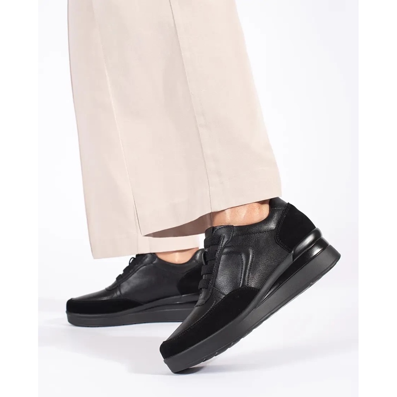 Black leather Sergio Leone women's wedge shoes 2 Black leather Sergio Leone women's wedge shoes 2