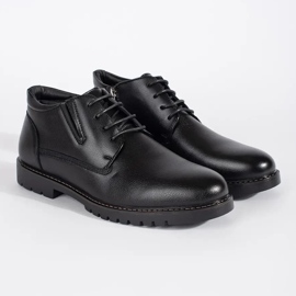 Black insulated men's lace-up ankle boots 1