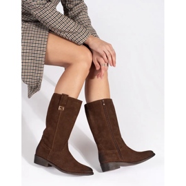Brown leather women's cowboy boots with high heels by Sergio Leone 1