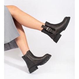 Dark brown metallic women's Chelsea boots with a buckle 1