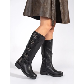 Black low-heeled boots with buckles 1 Black low-heeled boots with buckles 1