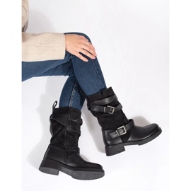 Black women's low-heeled ankle boots with buckles 1 Black women's low-heeled ankle boots with buckles 1