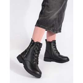 Girls' black lace-up boots 1