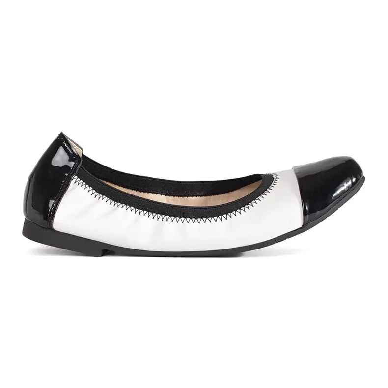 Goodin Black and white elastic ballet flats with elastic band 1