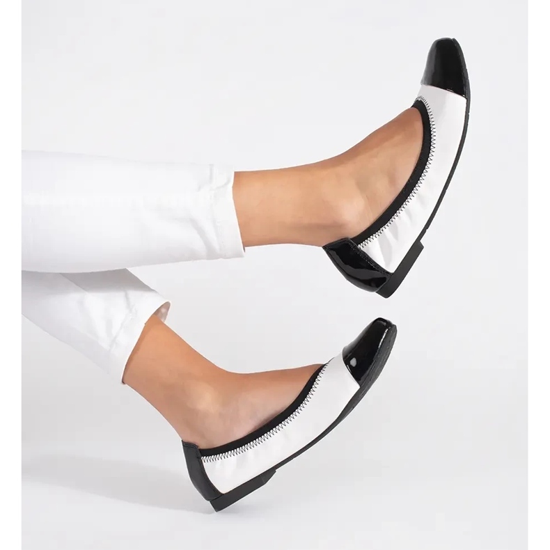 Goodin Black and white elastic ballet flats with elastic band 2