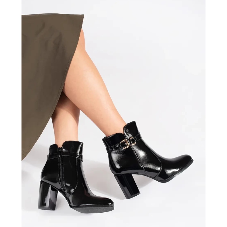 Black patent high-heeled ankle boots by Sergio Leone 1