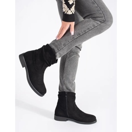 Shelvt Women's black suede cowboy boots 2