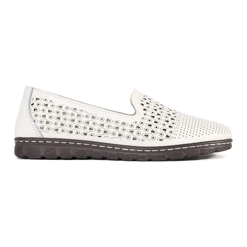 Goodin Openwork comfortable white leather ballerinas shoes 1