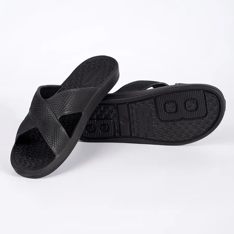 Shelvt Black men's swimming pool flip-flops 1