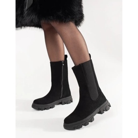 Black suede Chelsea boots 1