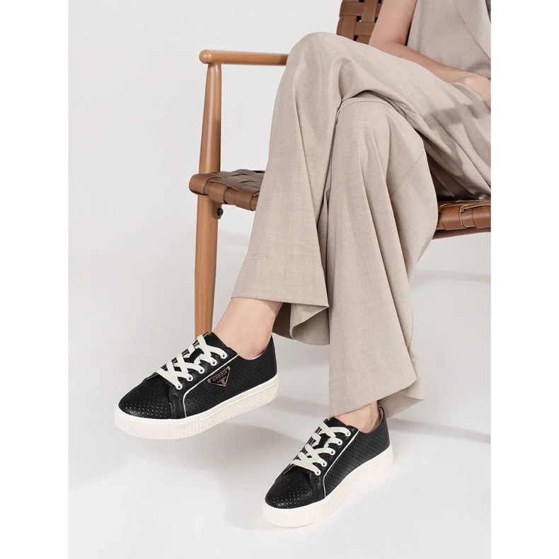 Goodin Black leather sneakers on the platform 1 Goodin Black leather sneakers on the platform 1