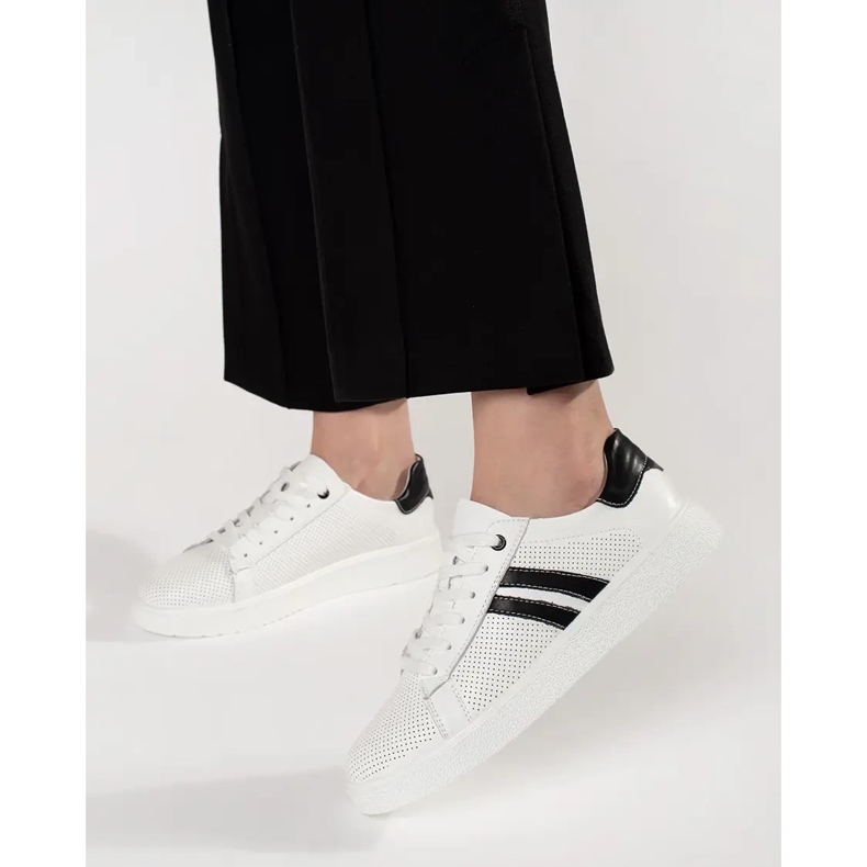 Goodin White openwork sneakers made of natural leather 1